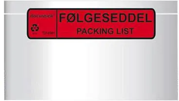 Docustick Standard delivery note pocket with print C65 225 mm x 122 mm